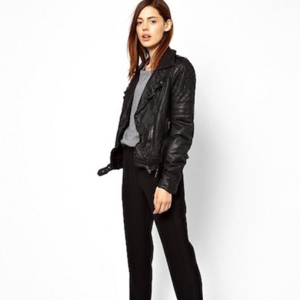 Muubaa Minsk Quilted Leather Jacket Biker Black 4